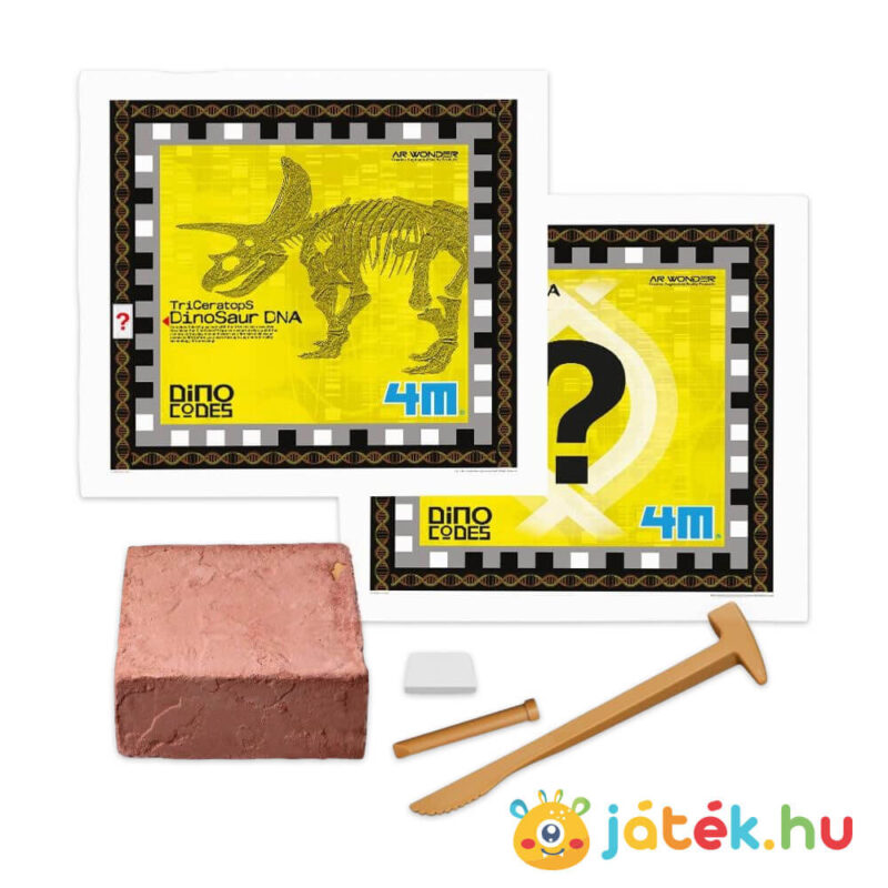 Dinoszaurusz DNS felfedező készlet tudományos játék: Foszforeszkáló Triceratops tartalma (4M)