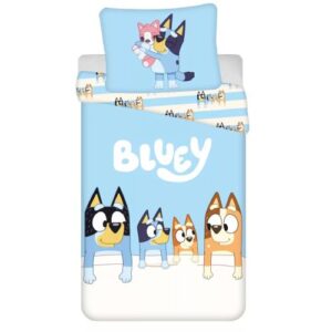 Bluey: Alvásidő, mintás kék színű pamut ágyneműhuzat szett (70x90 cm párnahuzat + 140x200 cm paplanhuzat)