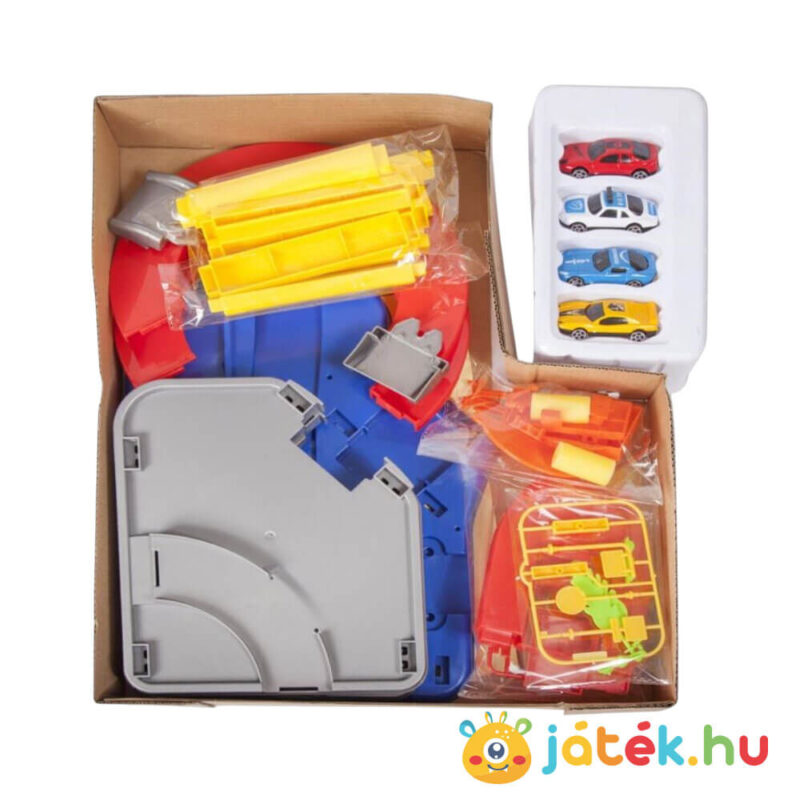 Emeletes parkolóház tartalma, 4 autóval (46 cm)