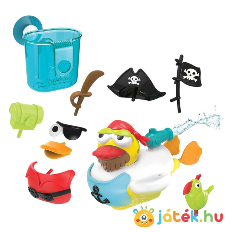Építsünk kalózt: Sugárhajtású kacsa, 15 részes fürdőjáték tartalma (Yookidoo)