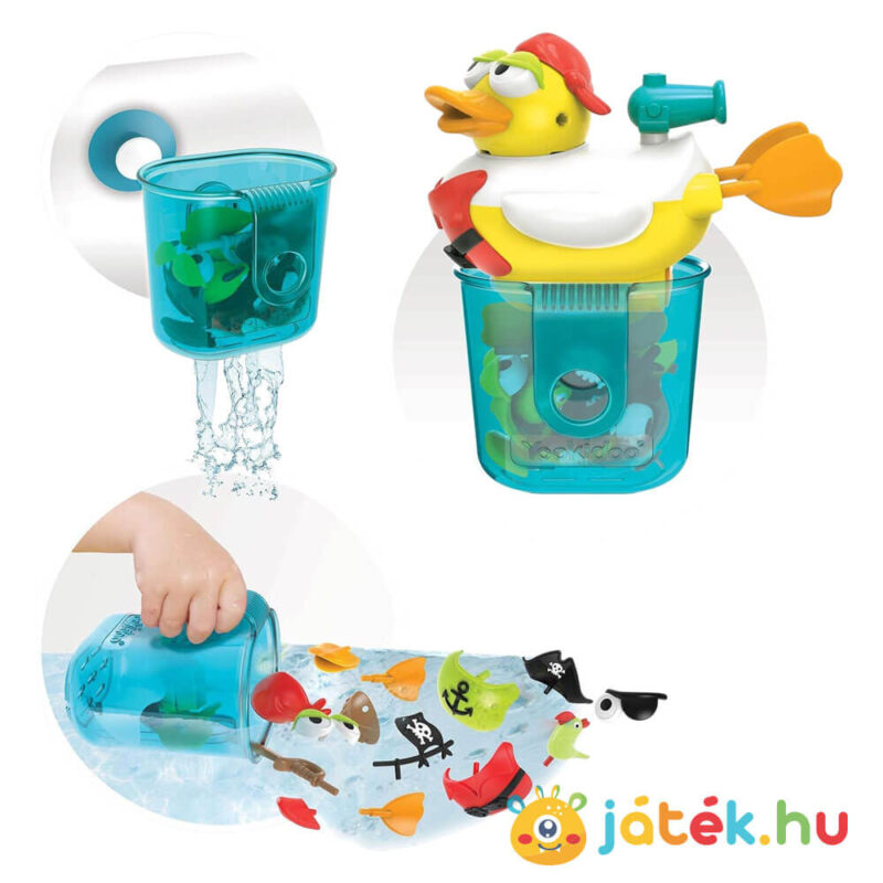Építsünk kalózt: Sugárhajtású kacsa, 15 részes fürdőjáték tartója (Yookidoo)
