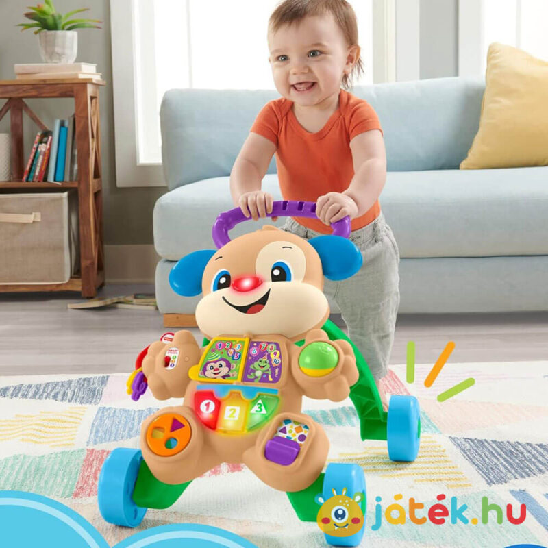 Fisher-Price: Tanuló kutyusos járássegítő, játék közben