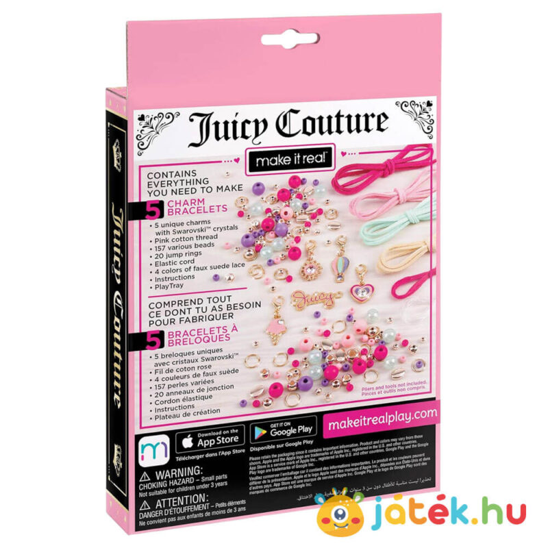 Kristály napfény karkötők, 190 db-os karkötő készítő szett doboza, hátulról, Swarovski® kristályokkal (Make It Real Juicy Couture)