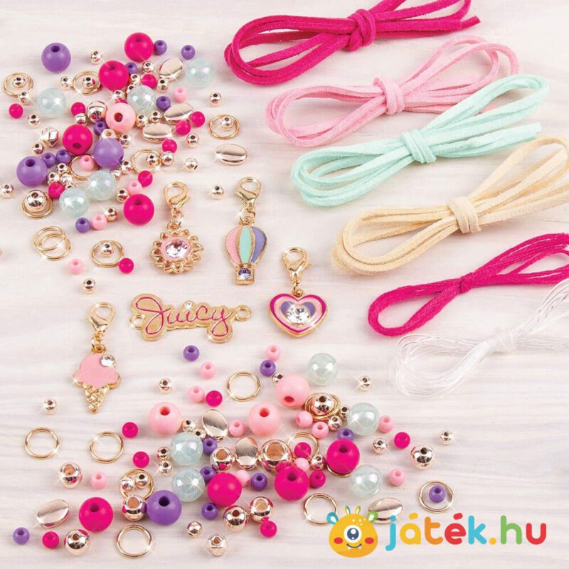 Kristály napfény karkötők, 190 db-os karkötő készítő szett tartalma, Swarovski® kristályokkal (Make It Real Juicy Couture)