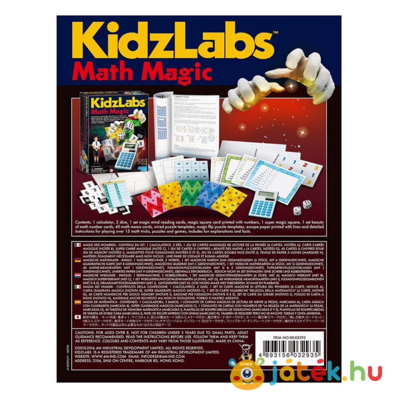Matek mágia, matematika tanulást segítő készlet feladatlapokkal, számológéppel, hátulról (4M)