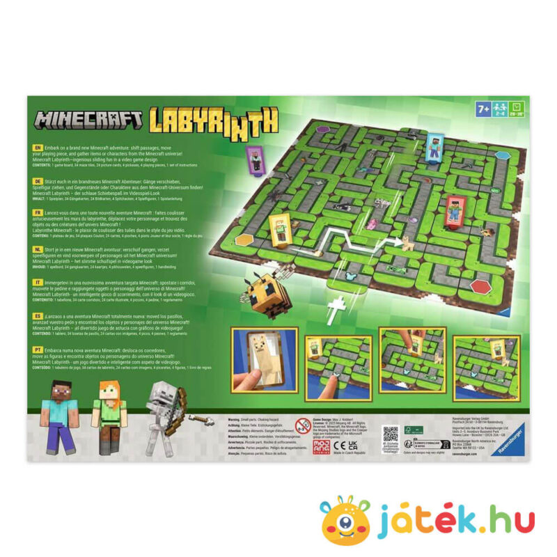 Minecraft: Labirintus társasjáték doboza, hátulról