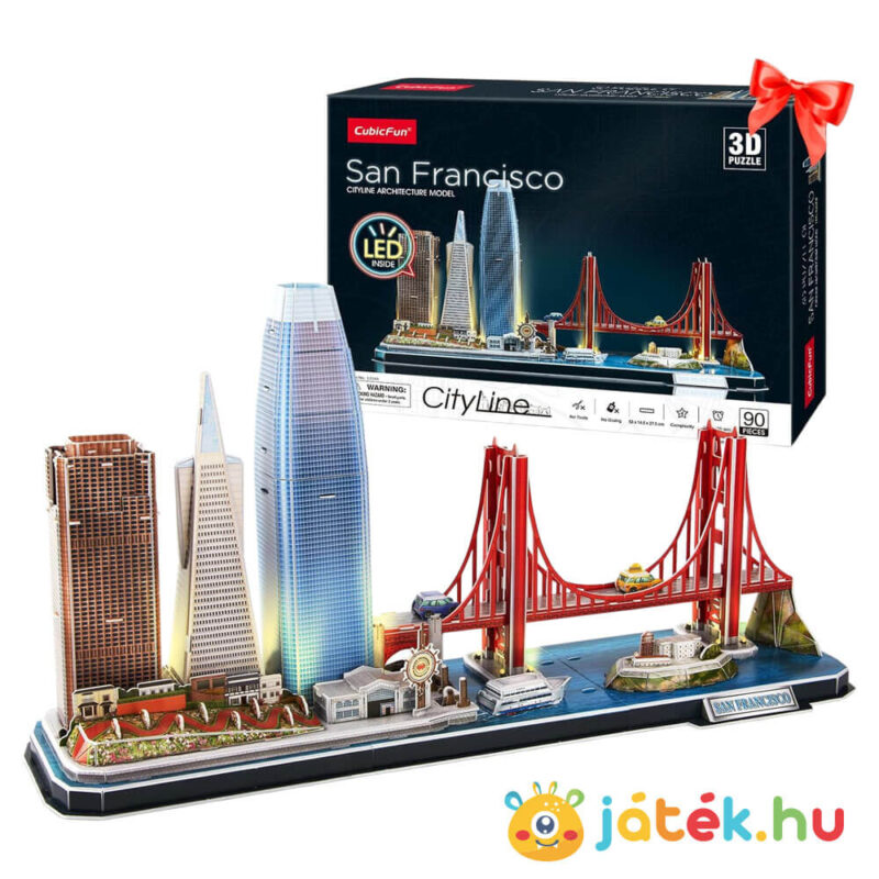 San Francisco: 90 db-os 3D puzzle, LED világítással (CubicFun)
