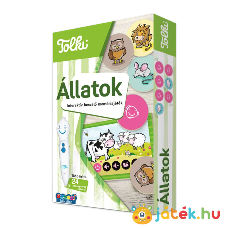 Tolki memóriajáték: Állatok, interaktív beszélő oktatójáték doboza