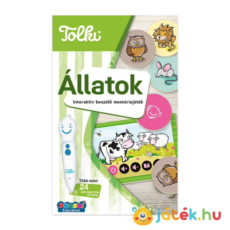 Tolki memóriajáték: Állatok, interaktív beszélő oktatójáték doboza előről