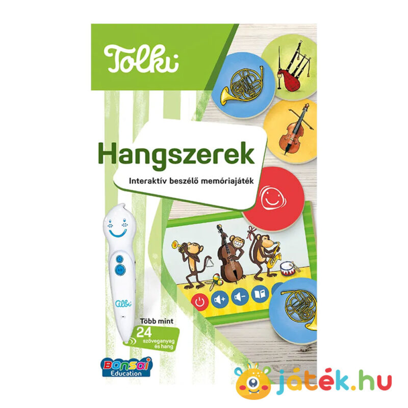 Tolki memóriajáték: Hangszerek, interaktív beszélő oktatójáték doboza előről