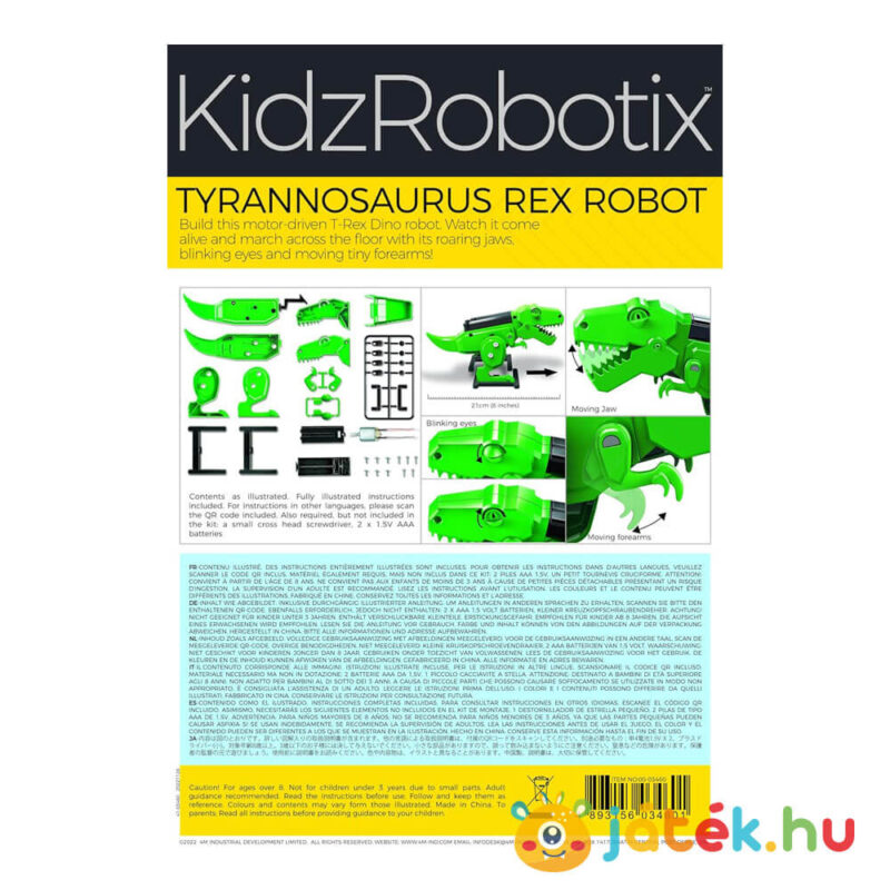 Tyrannosaurus Rex Robot, tudományos játék doboza, hátulról (4M)