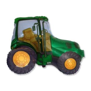 Zöld traktor alakú fólia lufi, 36 cm