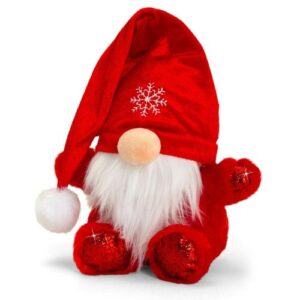 Karácsonyi plüss törpe piros színű ruhában, 15 cm (Animotsu)
