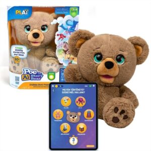 Poe, a mesélő AI plüss maci, 28 cm