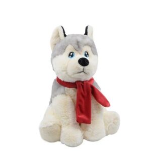 Karácsonyi plüss husky vörös sállal, 25 cm (Keel Toys)