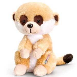 Barna-fehér színű, ülő plüss szurikáta, 14 cm (Keel Toys, Pippins)