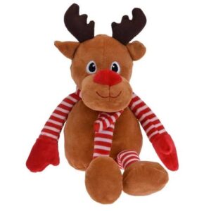 Plüss karácsonyi rénszarvas piros kesztyűben, 22 cm (Tendertoys, Jingle)