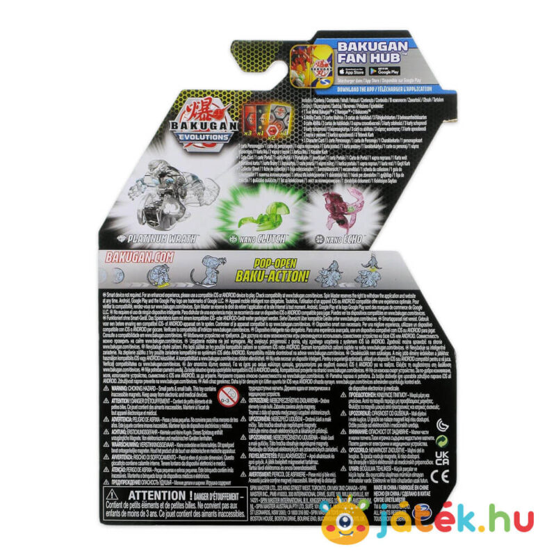 Bakugan Evolutions labda (Indítsd el!): Platinum Wrath + Nano Clutch és Nano Echo (20138087) hátulról