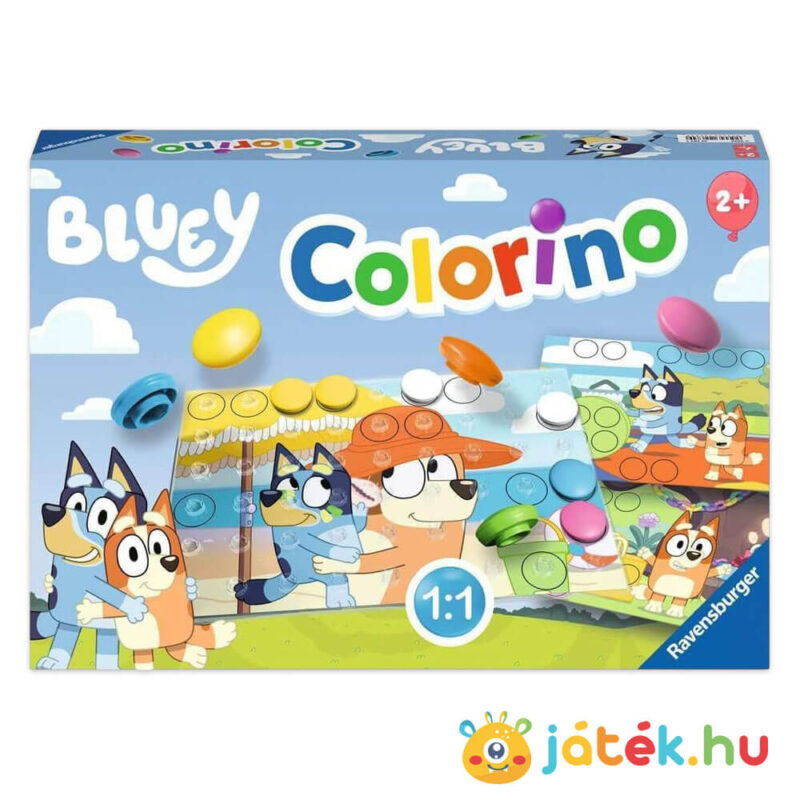 Bluey: Colorino, készségfejlesztő társasjáték doboza a színekkel (Ravensburger)