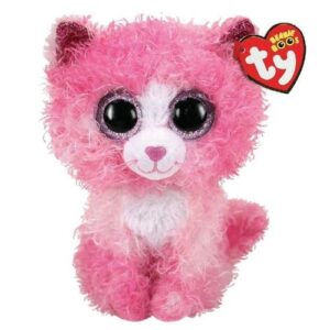 Reagan, a rózsaszín csillogó szemű szőrgombóc plüss cica, 15 cm (Ty Beanie Boos)