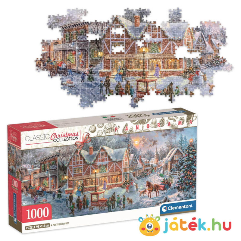 Karácsonyi készülődés, 1000 db-os panoráma puzzle doboza (Clementoni Christmas Collection, 39927)