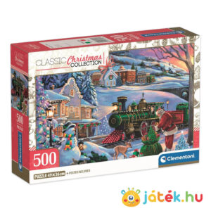 Télapó karácsonyi ajándékvonata, 500 db-os puzzle (Clementoni Christmas Collection, 35566)