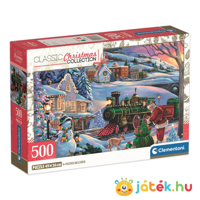 Télapó karácsonyi ajándékvonata, 500 db-os puzzle (Clementoni Christmas Collection, 35566)
