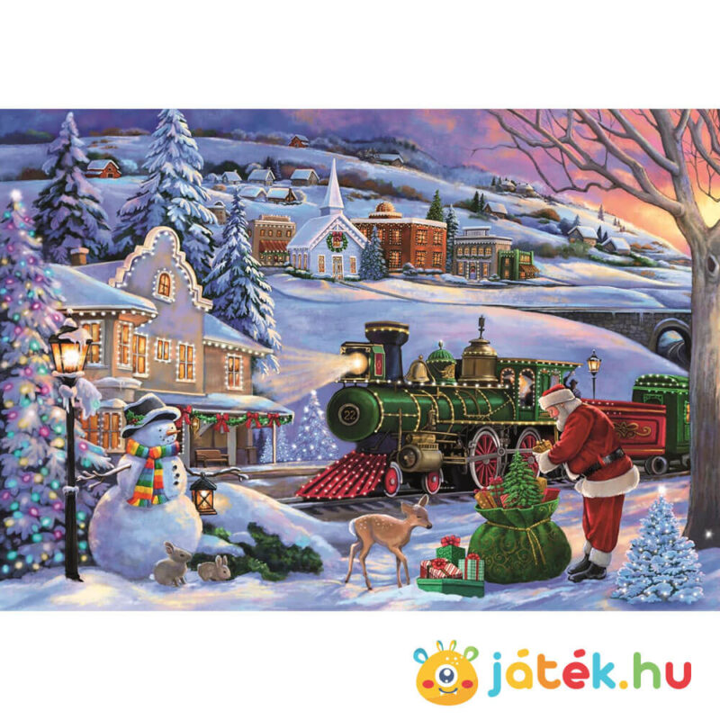 Télapó karácsonyi ajándékvonata, 500 db-os puzzle képe (Clementoni Christmas Collection, 35566)
