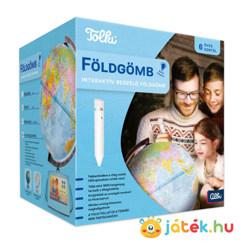 Tolki: Interaktív földgömb, készségfejlesztő játék doboza, jobbról