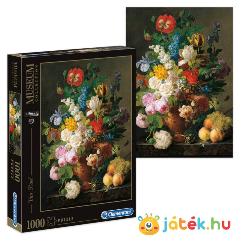 Van Dael: Csendélet (Bowl of flowers) 1000 db-os puzzle doboza, képe (Clementoni Museum Collection 31415)