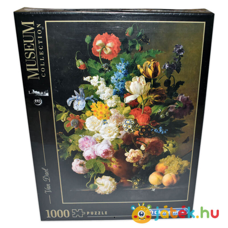 Van Dael: Csendélet (Bowl of flowers) 1000 db-os puzzle előről (Clementoni Museum Collection 31415)