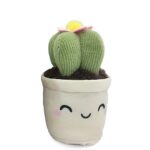 Mosolygós plüss kaktusz krém színű cserépben, 28 cm