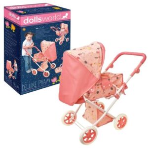 Deluxe játék babakocsi, 70 cm (Dolls World)