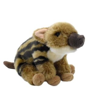 Élethű ülő, plüss csíkos vaddisznó malac kölyök, 20 cm (Rappa)