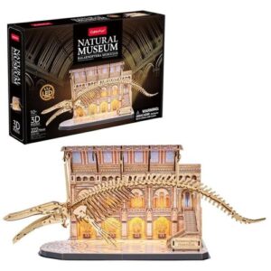 Natural History Museum: Kék bálna csontváz, 222 db-os 3D puzzle LED világítással (CubicFun)