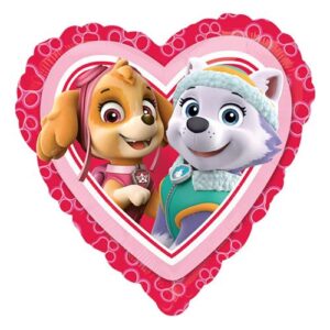 Mancs őrjárat: Skye és Everest mintás szív alakú fólia lufi, 43 cm