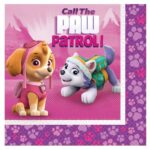 Mancs őrjárat: Skye és Everest mintás rózsaszín papírszalvéta, 33x33 cm, 20 db