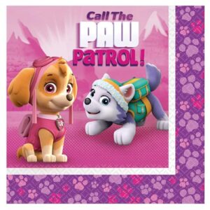 Mancs őrjárat: Skye és Everest mintás rózsaszín papírszalvéta, 33x33 cm, 20 db