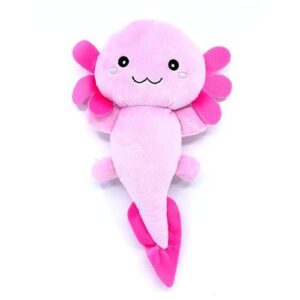 Sötétben világító, rózsaszín plüss axolotl, 20 cm