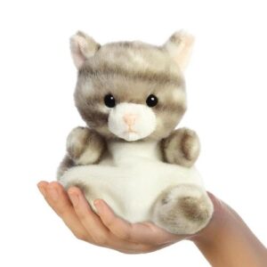 Silver Kitty, a cirmos tenyérnyi ülő plüss kölyök cica, 13 cm (Aurora, Palm Pals)