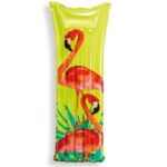 Zöld színű, flamingó mintás felfújható strandmatrac, 183 x 69 cm (Intex)