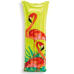 Zöld színű, flamingó mintás felfújható strandmatrac, 183 x 69 cm (Intex)