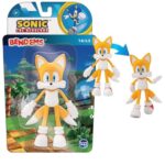 Sonic: Tails, a sárga színű kétfarkú plüss róka, hajlítható végtagokkal, műanyag figura, 12 cm (Bend-Ems)