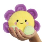 Fallon, a lila-sárga, tenyérnyi ülő plüss virág, 13 cm (Aurora, Palm Pals)