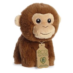 Mini Monkey, barna, ülő plüss majom, 13 cm (Aurora, Eco Nation)