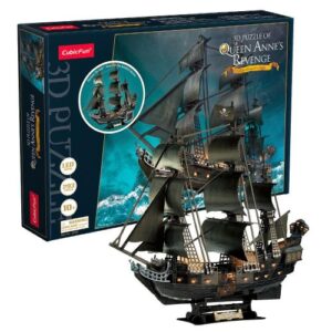 Queen Anne's Revenge (Anna királynő bosszúja), 293 db-os 3D hajó puzzle LED világítással (CubicFun)