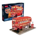 Londoni emeletes Double-decker busz, 161 db-os 3D puzzle LED világítással (CubicFun)