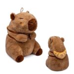 Óriás XXL méretű ülő plüss capybara vízidisznó croissant hátizsákkal, 80 cm