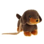 Álló plüss tacskó kölyök kutya pórázzal, 14 cm (Keel Toys)