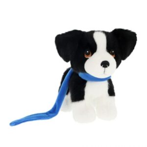 Álló plüss border collie kölyök kutya pórázzal, 14 cm (Keel Toys)